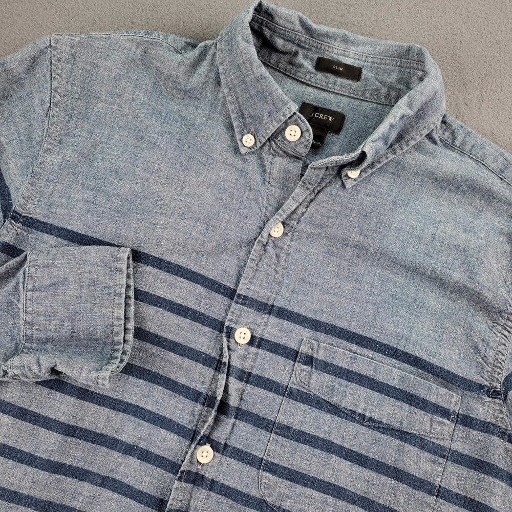 J.Crew Slim Small Blue Striped Short Sleeve Button Down Shirt Casual Menswear
